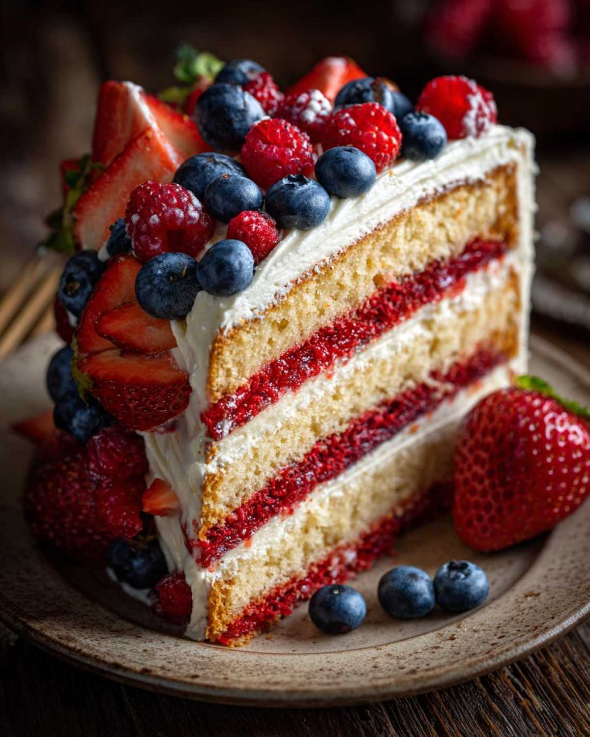 American Flag Cake with Berries (4th of July Cake) - detail 2