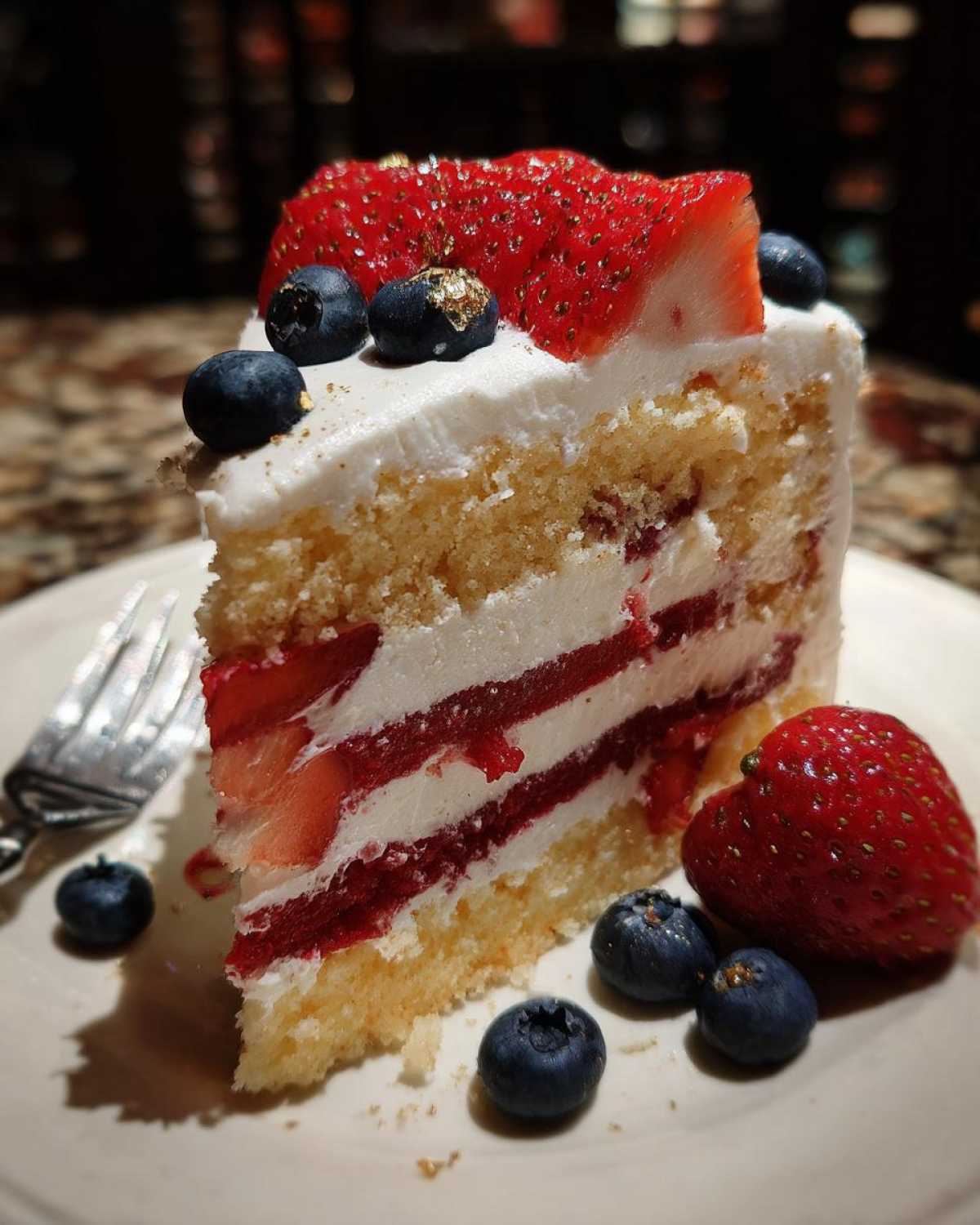 American Flag Cake with Berries (4th of July Cake) - detail 3