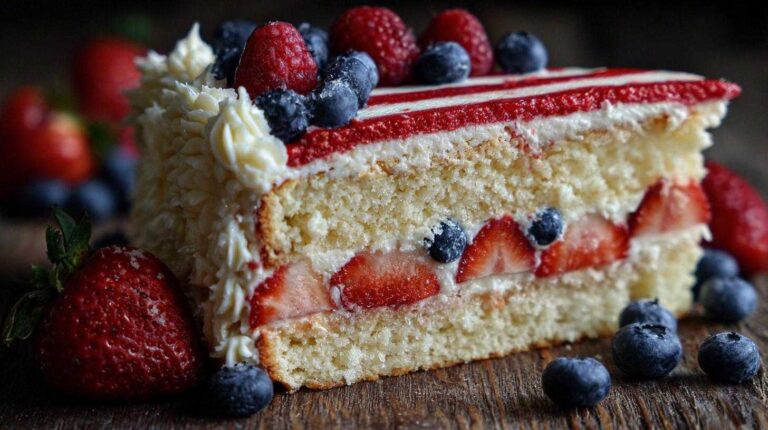 American Flag Cake with Berries (4th of July Cake)