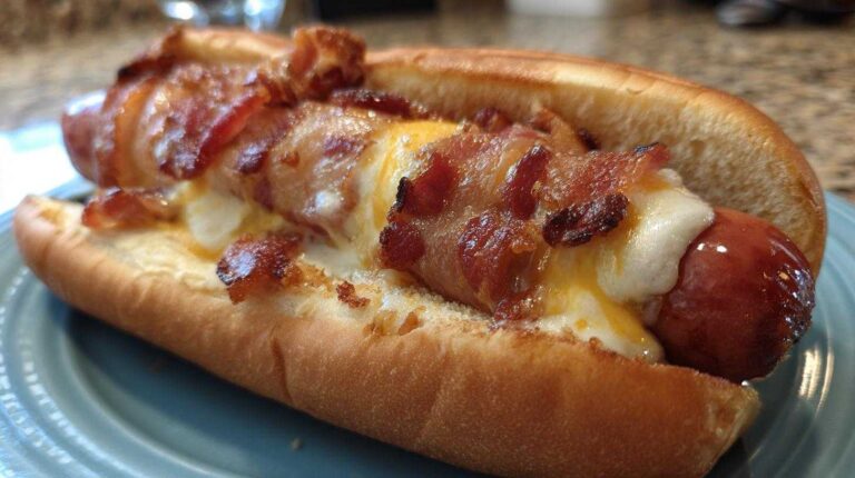 Bacon-Wrapped Cheese-Stuffed Hot Dogs (Grill Recipe)