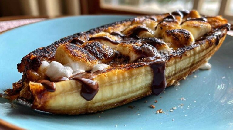 Campfire Banana S’mores Boats (Grilled Banana Dessert)