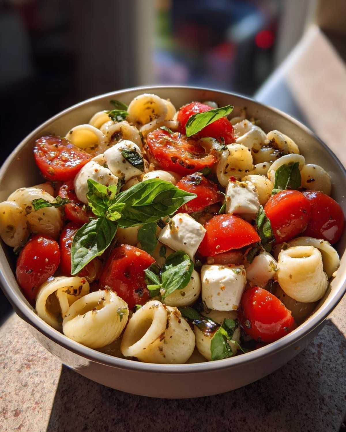 Caprese Pasta Salad (Tomato, Mozzarella & Basil Pasta) - detail 3