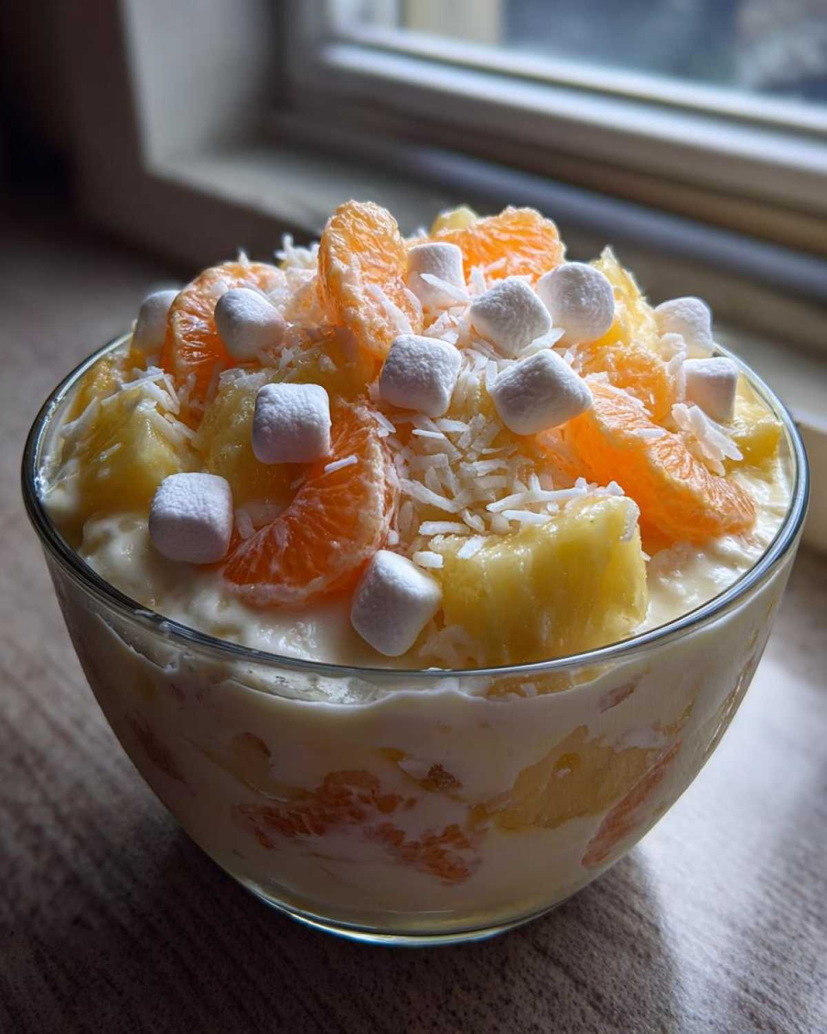 Classic Ambrosia Fruit Salad (Tropical Potluck Dessert) - detail 2