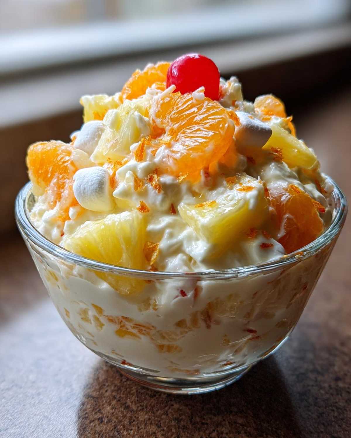 Classic Ambrosia Fruit Salad (Tropical Potluck Dessert) - detail 1
