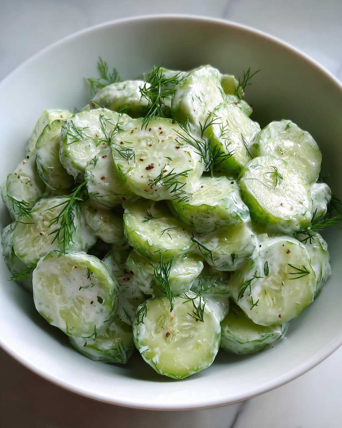 Creamy Cucumber Salad with Dill (Cool Summer Side) - detail 1