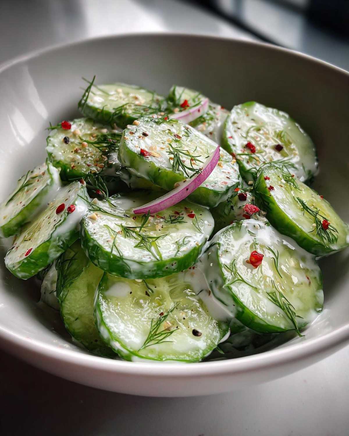 Creamy Cucumber Salad with Dill (Cool Summer Side) - detail 3