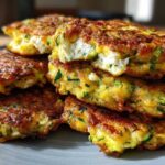 Crispy Zucchini Fritters with Feta (Healthy Appetizer)