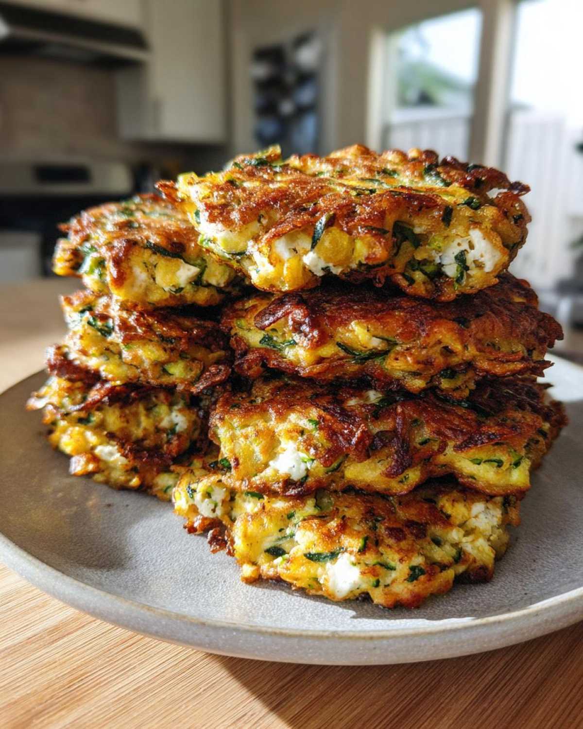 Crispy Zucchini Fritters with Feta (Healthy Appetizer) - detail 1