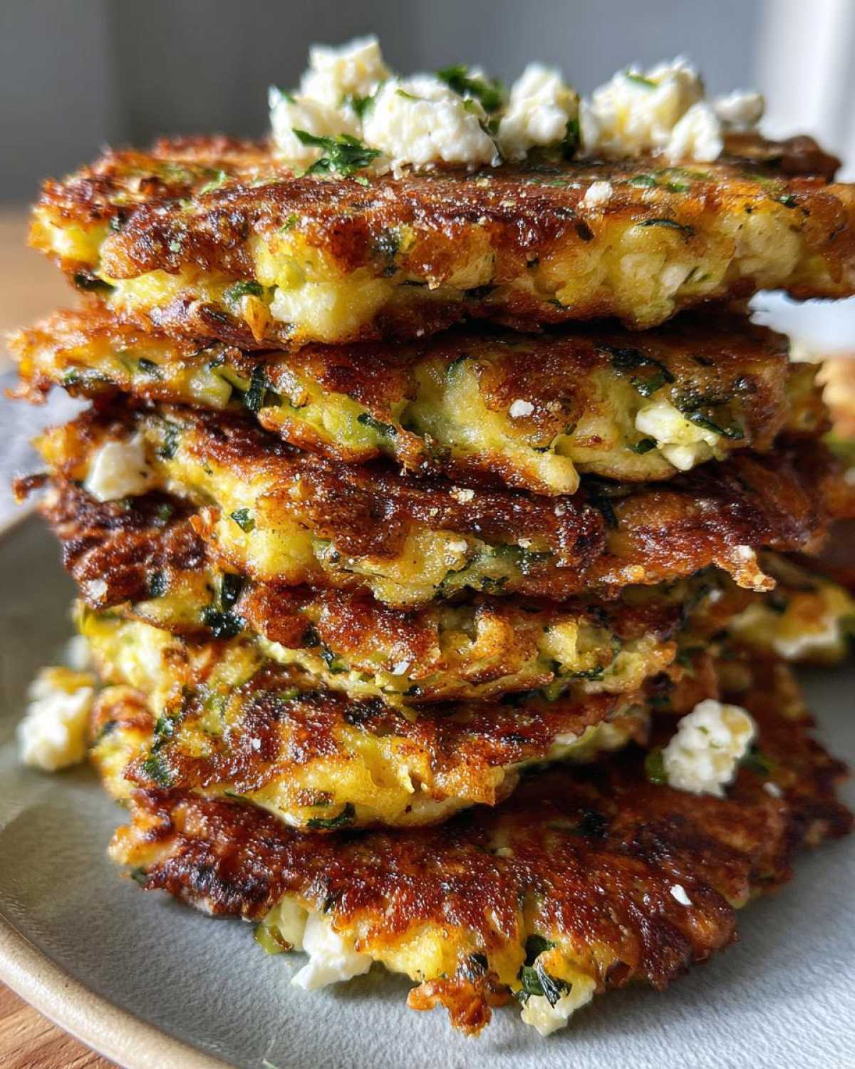 Crispy Zucchini Fritters with Feta (Healthy Appetizer) - detail 2