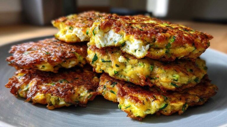 Crispy Zucchini Fritters with Feta (Healthy Appetizer)
