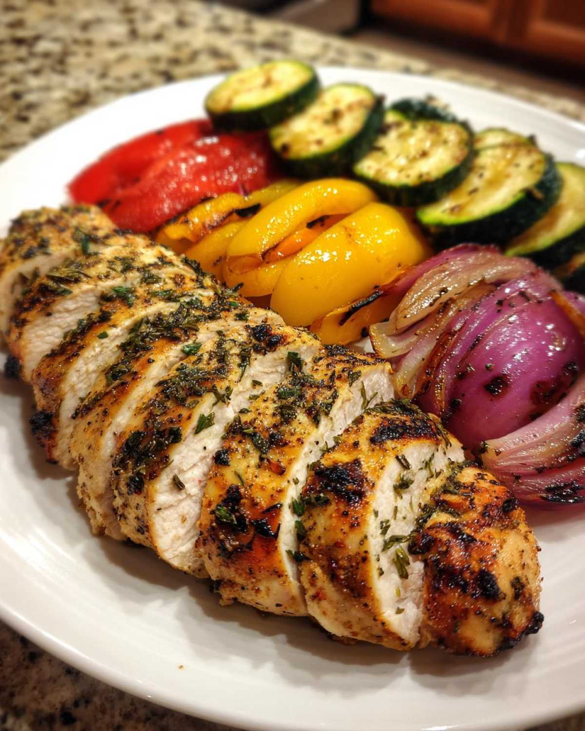 Grilled Lemon Herb Chicken & Veggies (Light Summer Dinner) - detail 1