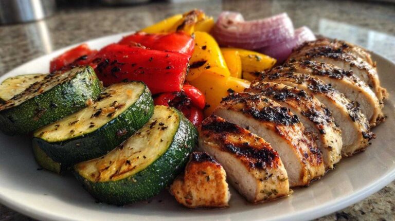 Grilled Lemon Herb Chicken & Veggies (Light Summer Dinner)