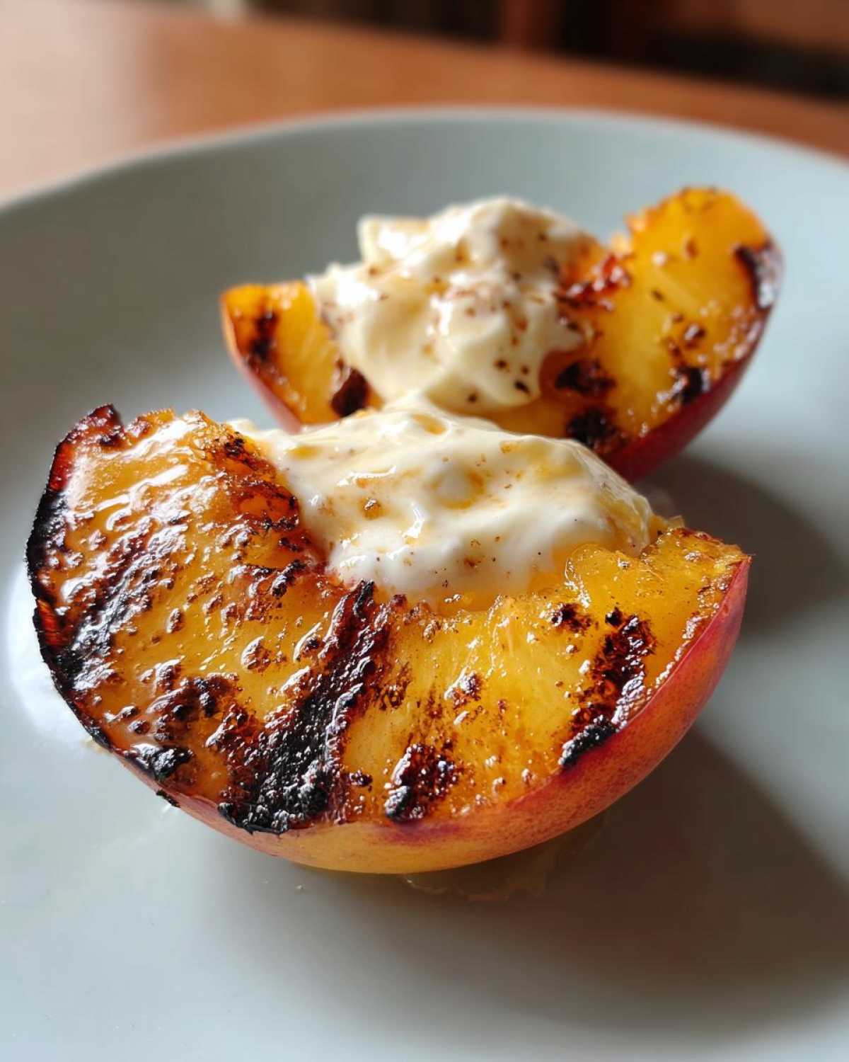 Grilled Peaches with Honey Mascarpone (Easy Grilled Dessert) - detail 2