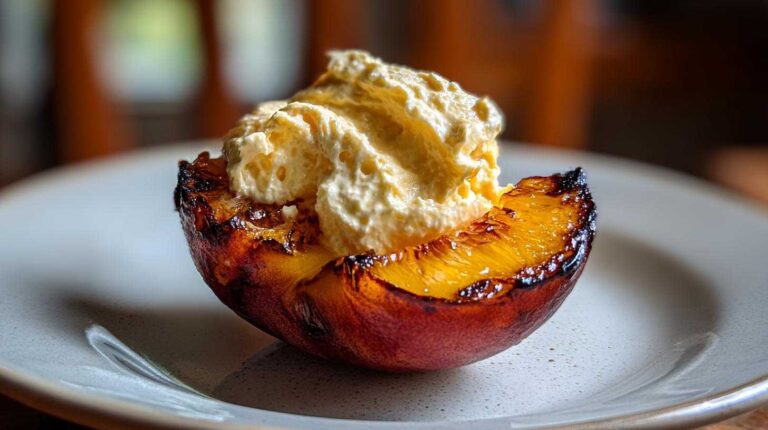 Grilled Peaches with Honey Mascarpone (Easy Grilled Dessert)