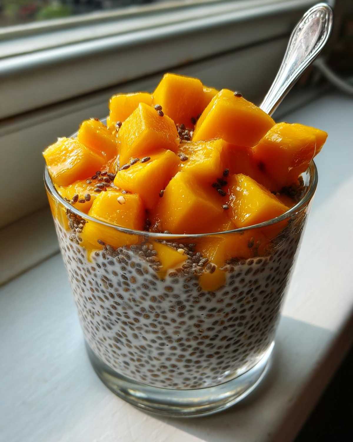 Mango Coconut Chia Pudding (Healthy Breakfast/Dessert) - detail 2