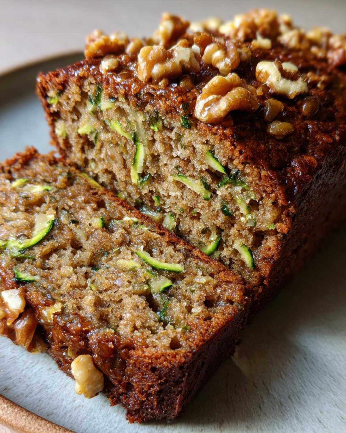 Moist Zucchini Bread Recipe with Walnuts (Summer Quick Bread) - detail 1