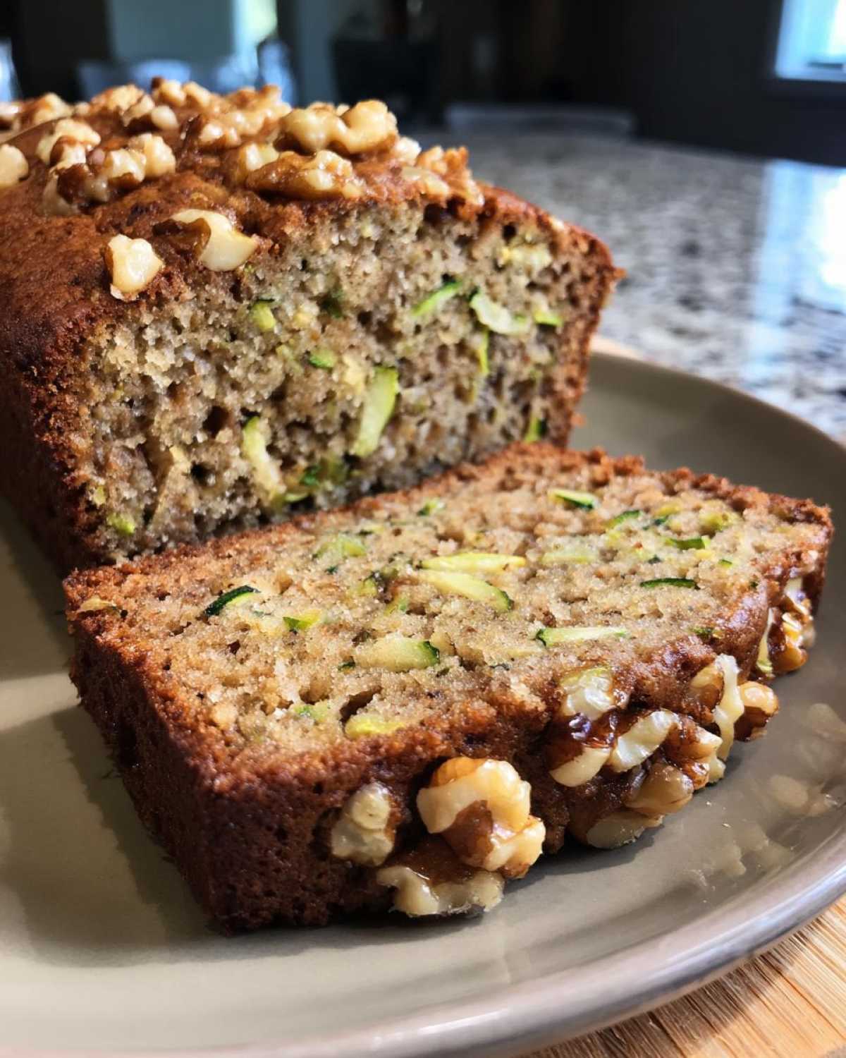 Moist Zucchini Bread Recipe with Walnuts (Summer Quick Bread) - detail 2