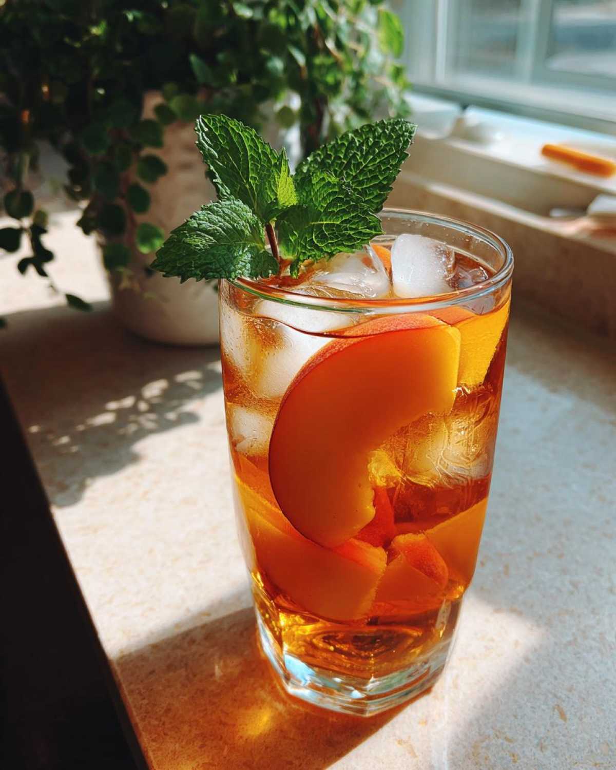 Peach Iced Tea (Cold Brewed Summer Tea) - detail 1