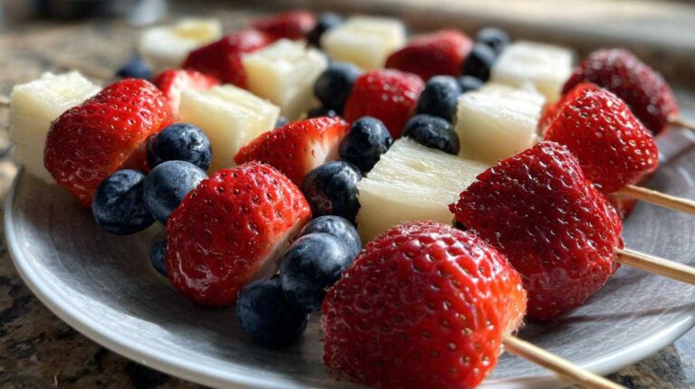 Red, White & Blue Fruit Skewers (Patriotic Healthy Snack)