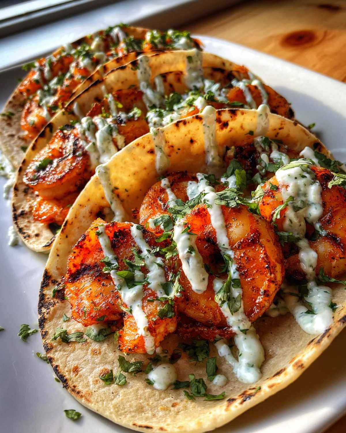 Spicy Grilled Shrimp Tacos with Lime Crema - detail 1