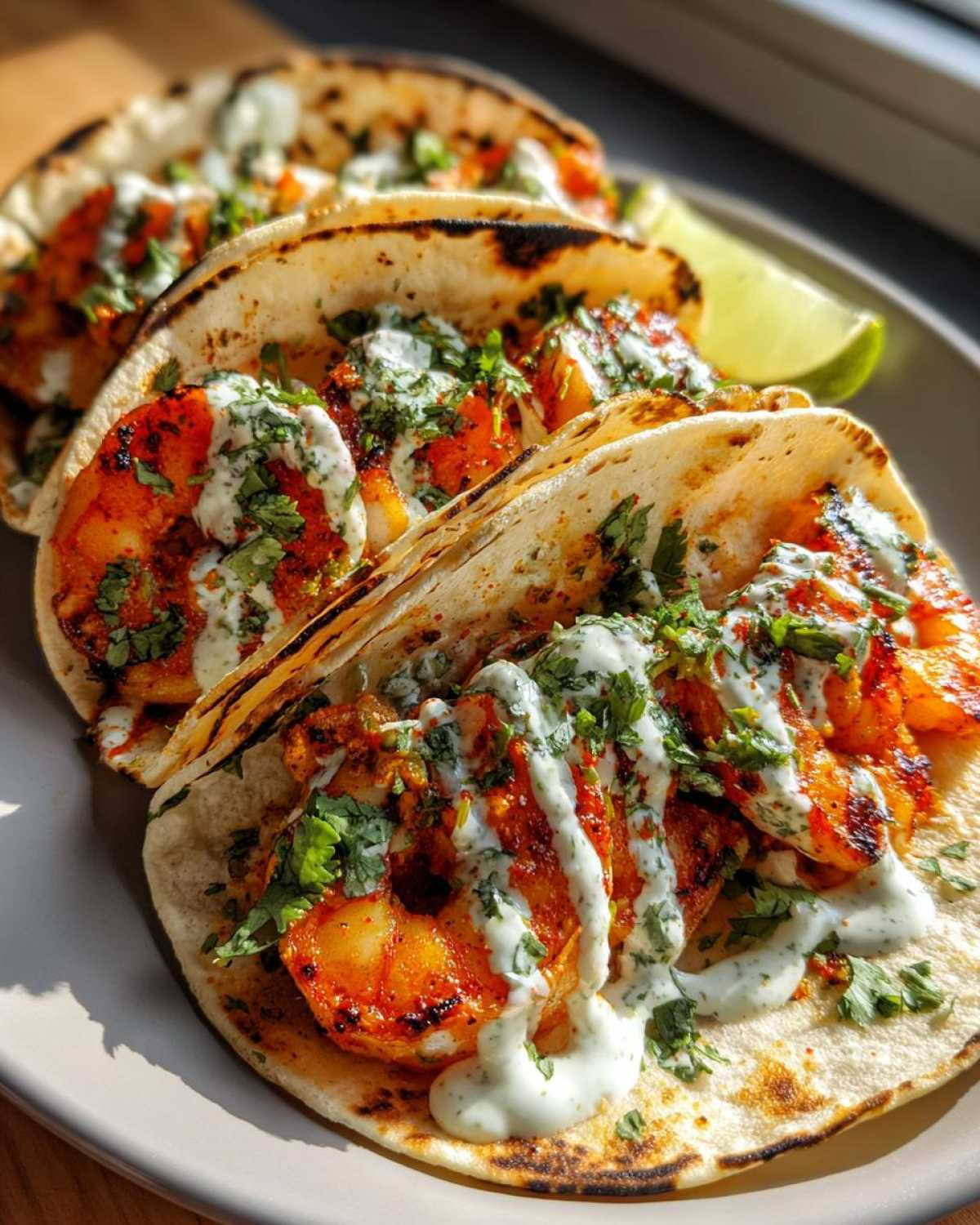 Spicy Grilled Shrimp Tacos with Lime Crema - detail 2