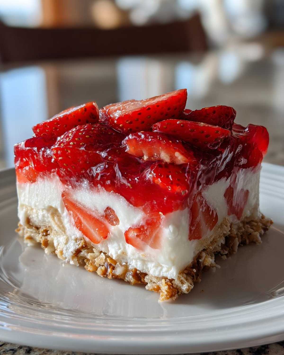 Strawberry Pretzel Salad (Retro Summer Dessert) - detail 2
