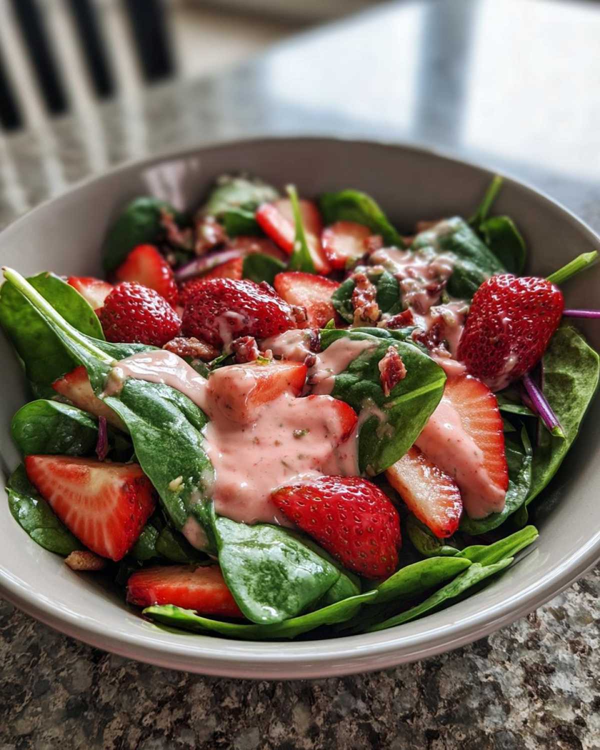 Strawberry Spinach Salad with Homemade Strawberry Vinaigrette - detail 1