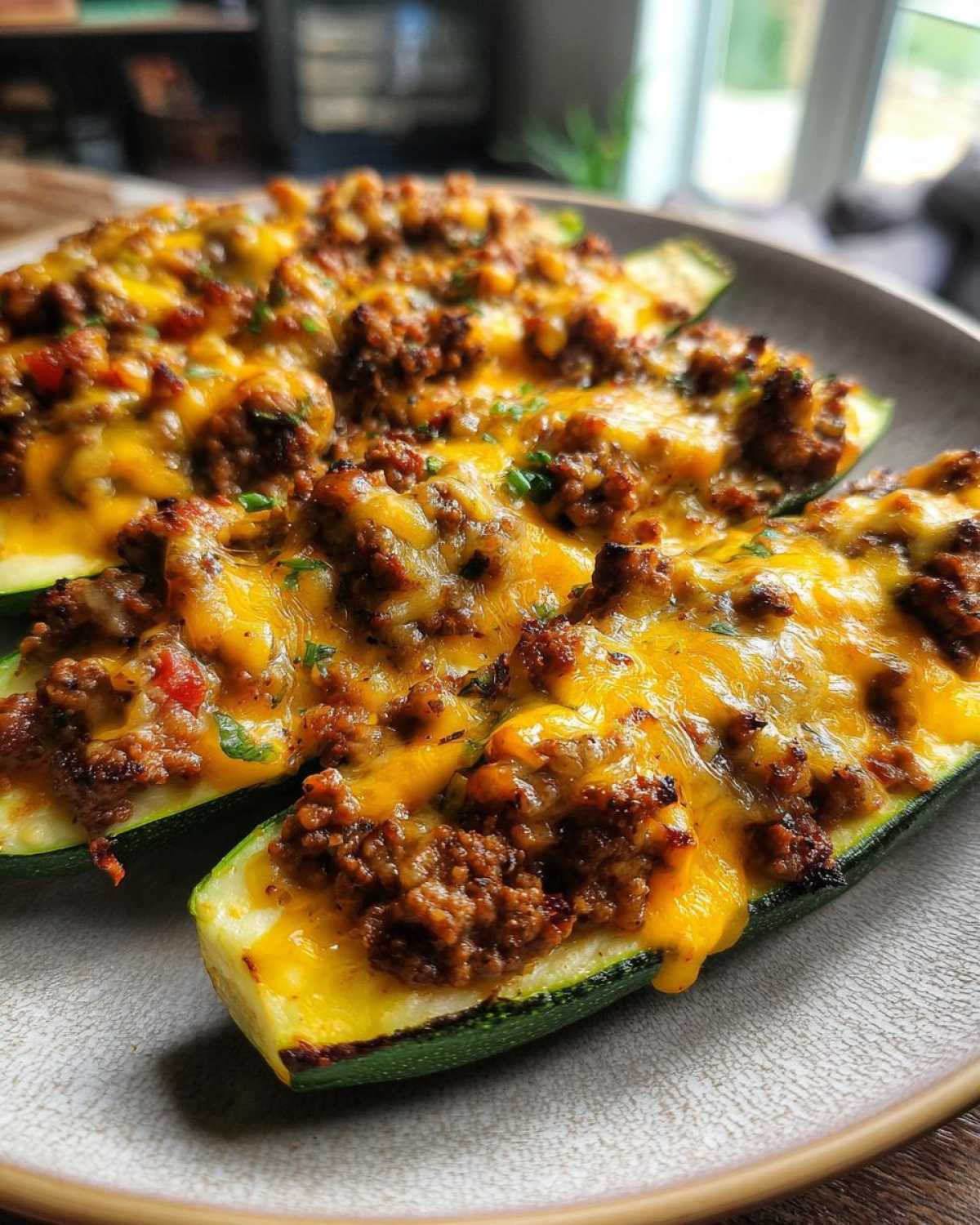 Taco Stuffed Zucchini Boats (Low-Carb Summer Meal) - detail 2