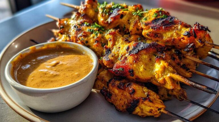 Thai Chicken Satay Skewers (with Peanut Sauce)