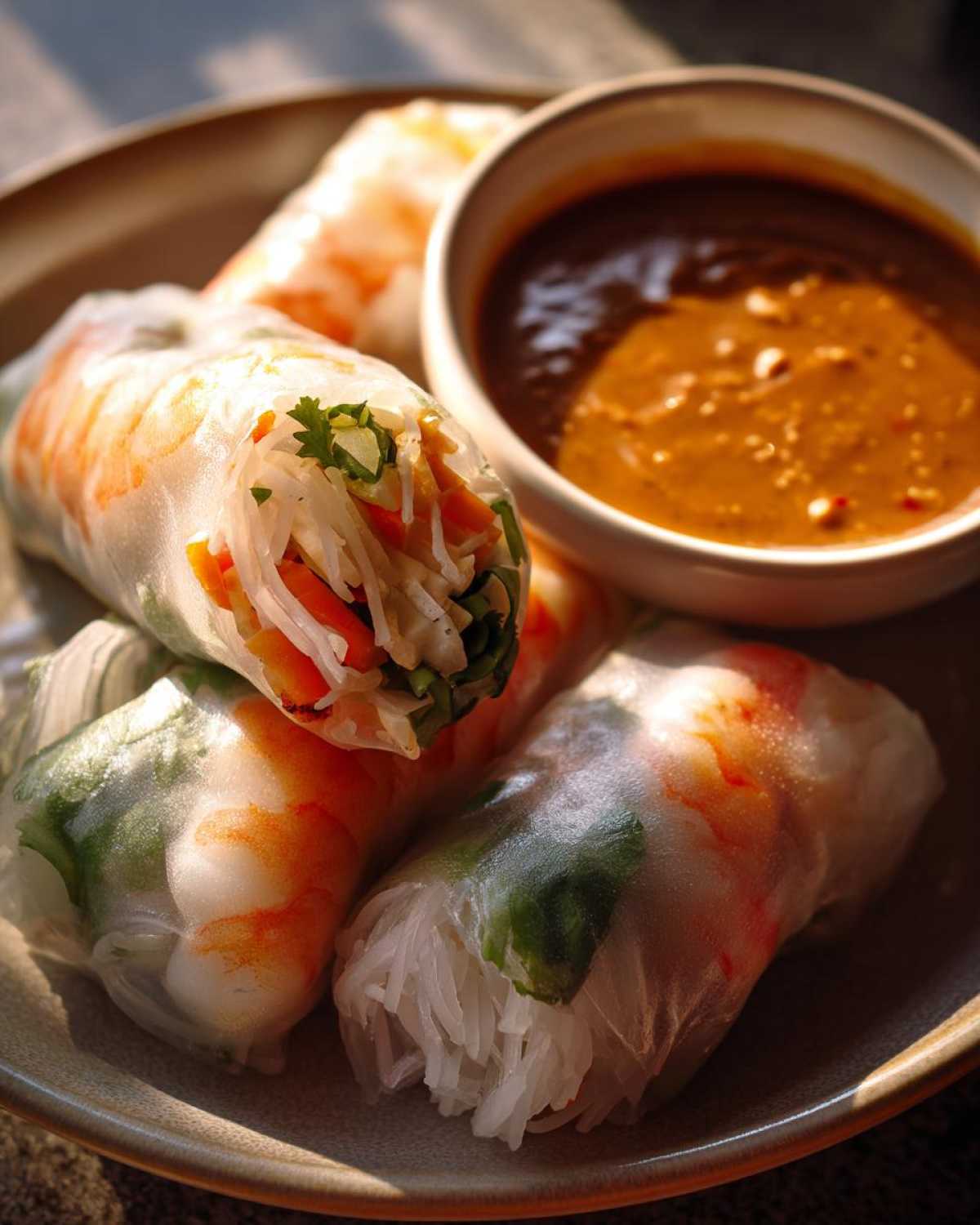 Vietnamese Summer Rolls with Peanut Sauce - detail 2