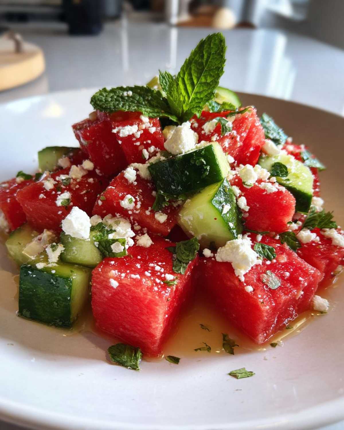 Watermelon Feta Cucumber Salad (Refreshing Summer Salad) - detail 2