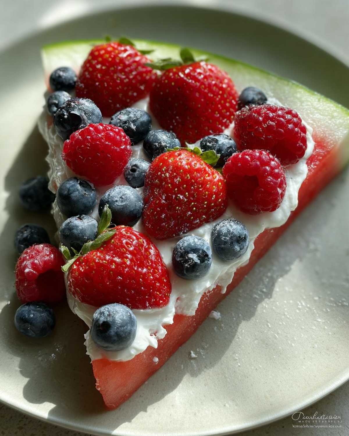 Watermelon “Pizza” with Yogurt & Berries - detail 1