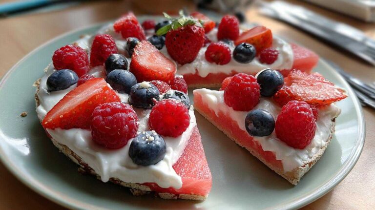 Watermelon “Pizza” with Yogurt & Berries