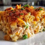 Cheesy Tuna Noodle Casserole with a Crumb Topping