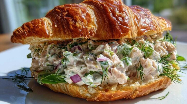 Lemon Dill Tuna Salad Sandwiches on Croissants