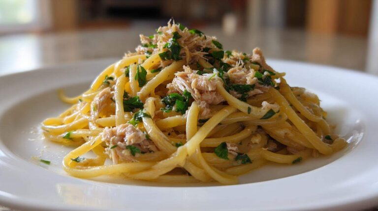 Lemon garlic tuna pasta