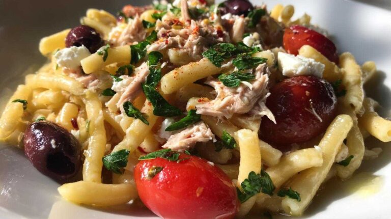 Mediterranean tuna pasta salad