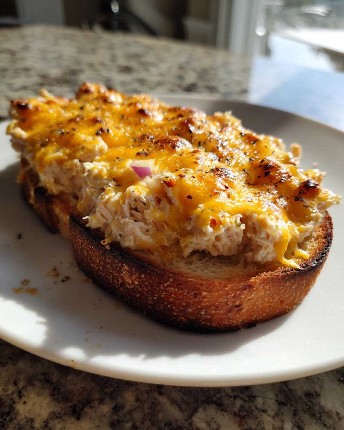 Open-faced tuna melt - detail 2