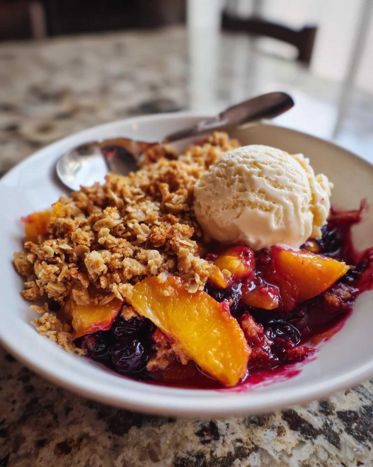 Peach & Blueberry Crisp - detail 1
