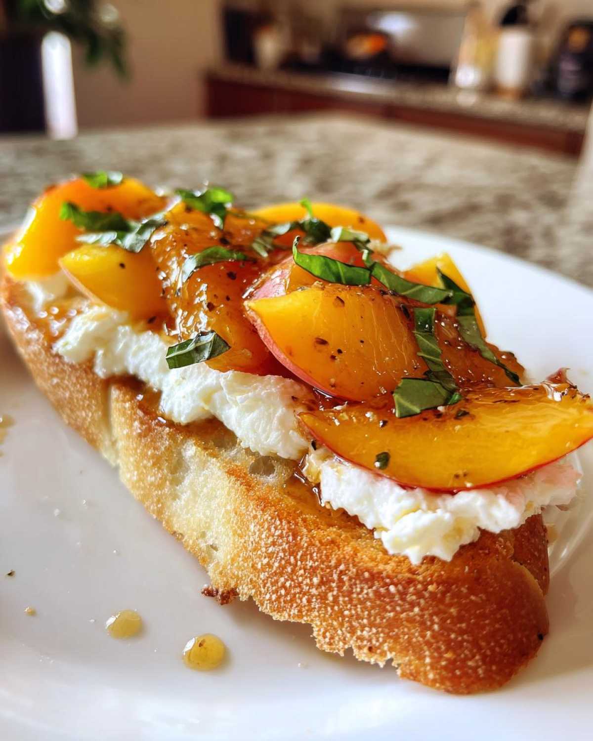 Peach Bruschetta with Goat Cheese & Honey - detail 3