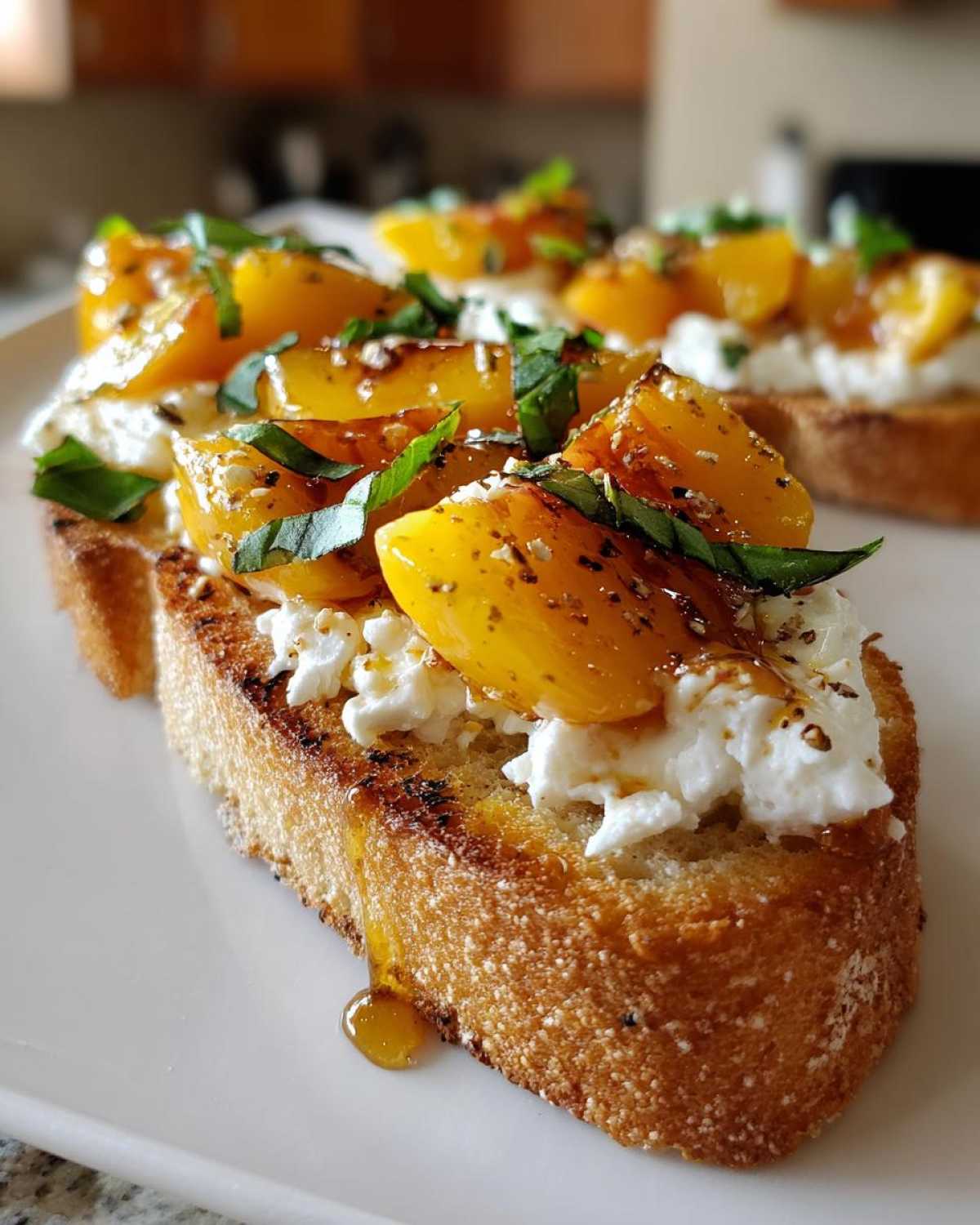 Peach Bruschetta with Goat Cheese & Honey - detail 4