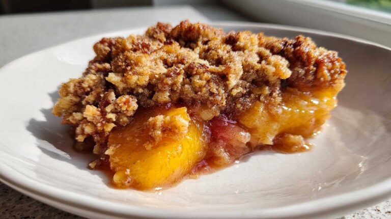 Peach Cobbler Recipe with Brown Sugar Pecan Crust