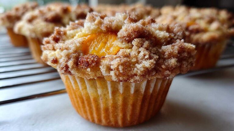 Peach Muffins with Streusel Topping