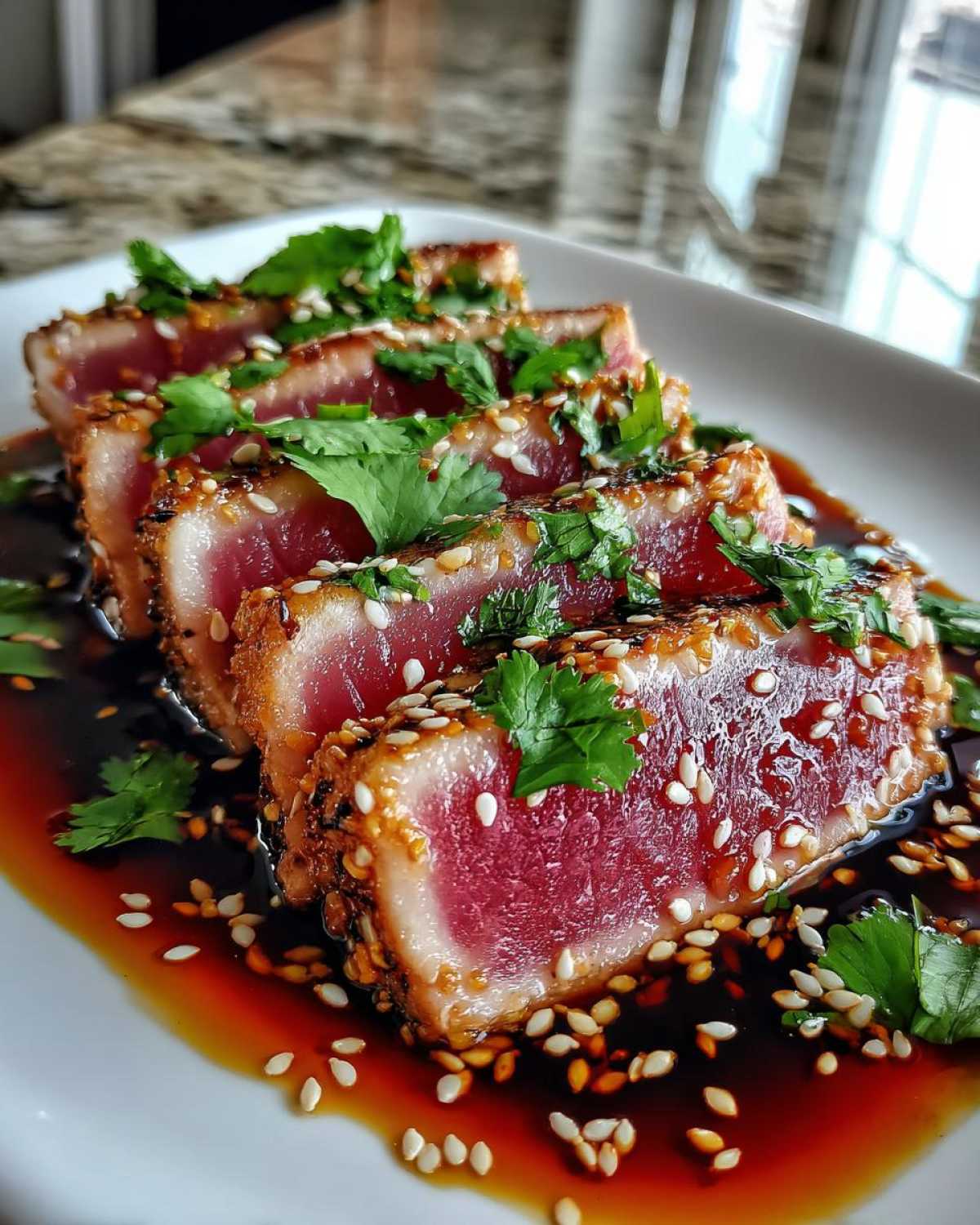 Seared Ahi Tuna Steaks with a Ginger Soy Marinade - detail 2