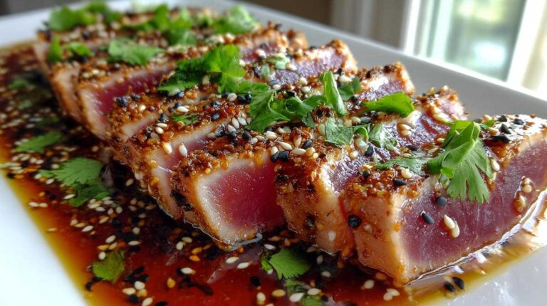 Seared Ahi Tuna Steaks with a Ginger Soy Marinade