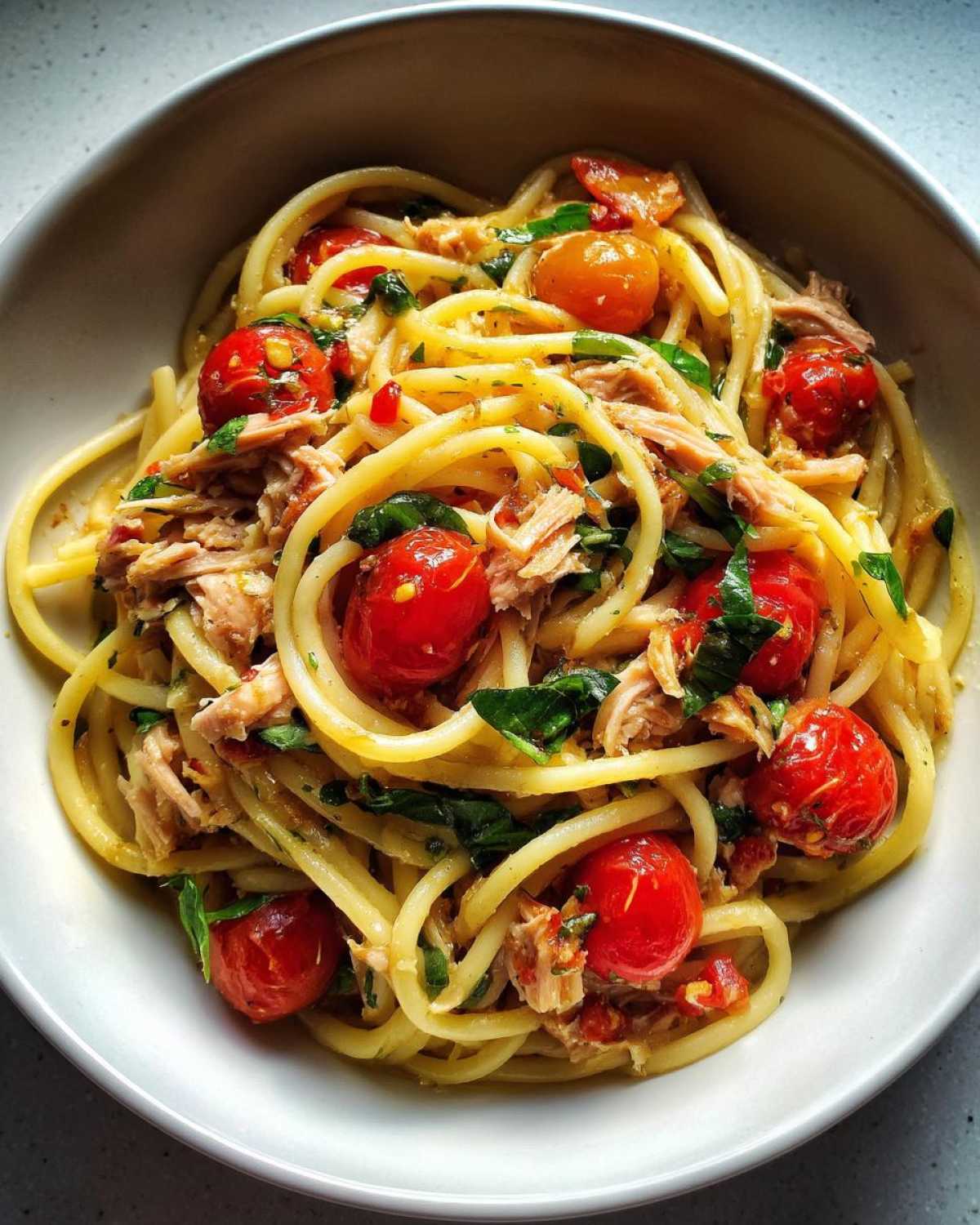 Tomato basil tuna pasta - detail 3