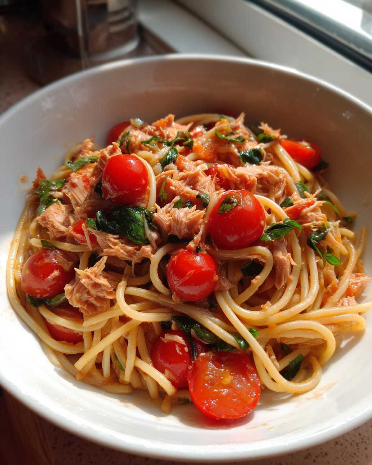 Tomato basil tuna pasta - detail 4