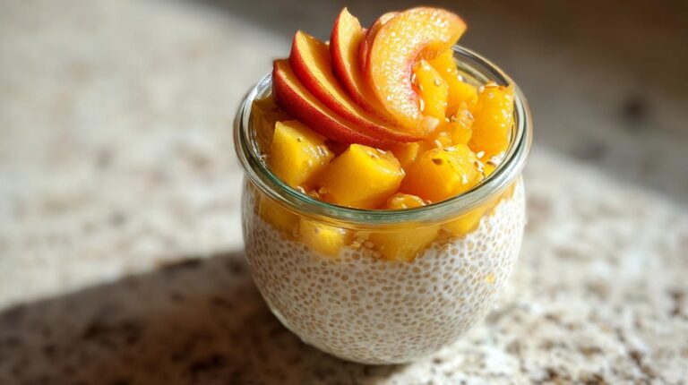 Vegan Coconut-Peach Chia Pudding